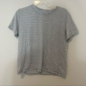 Splendid Striped Gray and White Cotton Blended T-Shirt Size Medium